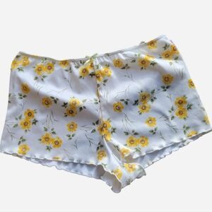 Mary-Kate and Ashley Yellow Floral Print Lounge Shorts Panty XS Vintage Y2K